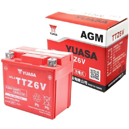 バイク用バッテリー 電解液注入済み TTZ6V
