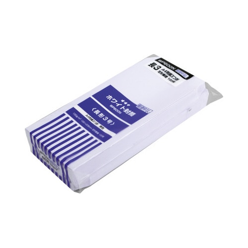 封筒ホワイト封筒長3郵便枠無100枚入