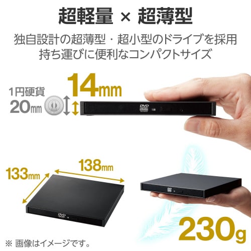 外付けDVDドライブ 読込専用 ACアダプタ付 黒