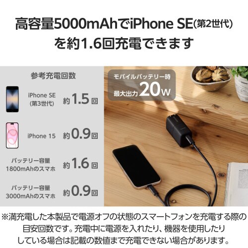 モバイルバッテリー コンセント 30W ブラック