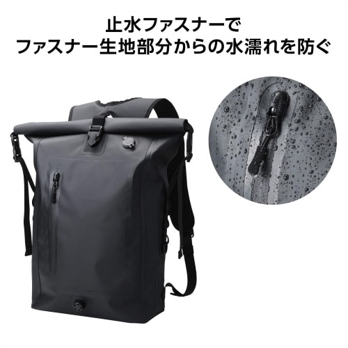 防水リュック バックパック ロールトップ ブラック