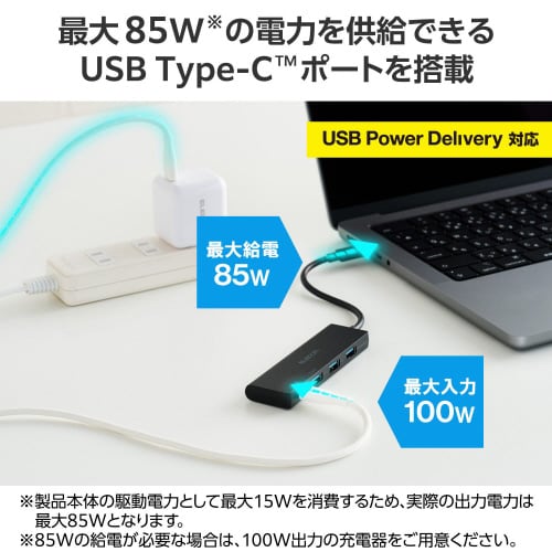 USB Type−C ハブ 薄型 ブラック