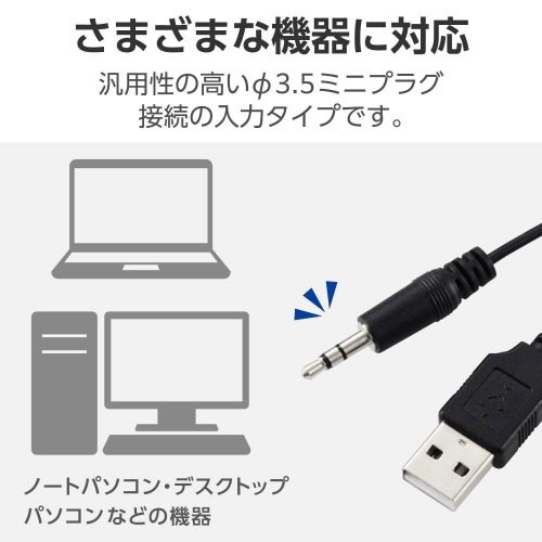 PCスピーカー 有線 USB電源 黒