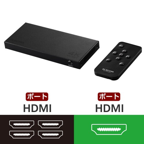 HDMI切替器 4入力1出力 セレクター 黒
