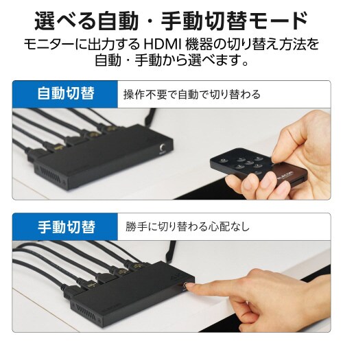 HDMI切替器 4入力1出力 セレクター 黒