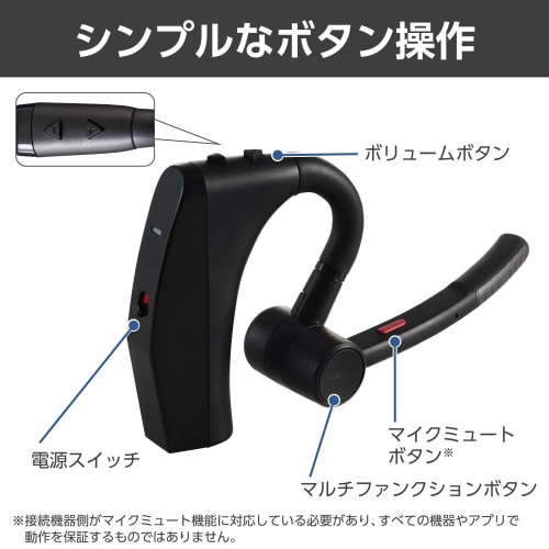 ヘッドセット Bluetooth 片耳 ブラック