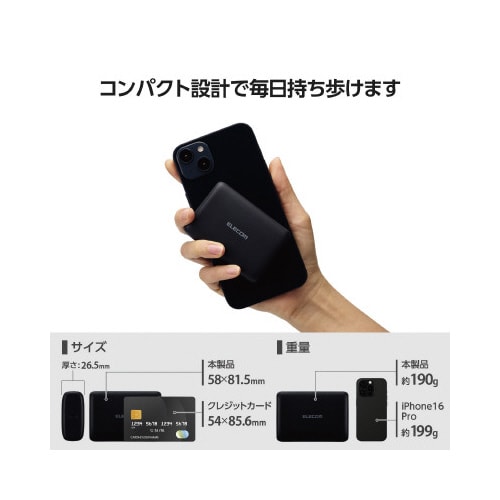モバイルバッテリー 10000mAh C×2 黒