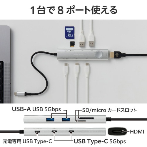 USBType−Cハブ 8−in−1 シルバー