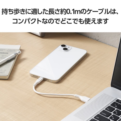 iPhone充電ケーブル 短い 0.1m ホワイト