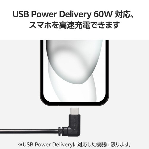 TypeCケーブル 0.1m L字 ブラック