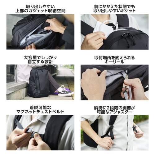リュック 大容量21L 自立設計 撥水 黒