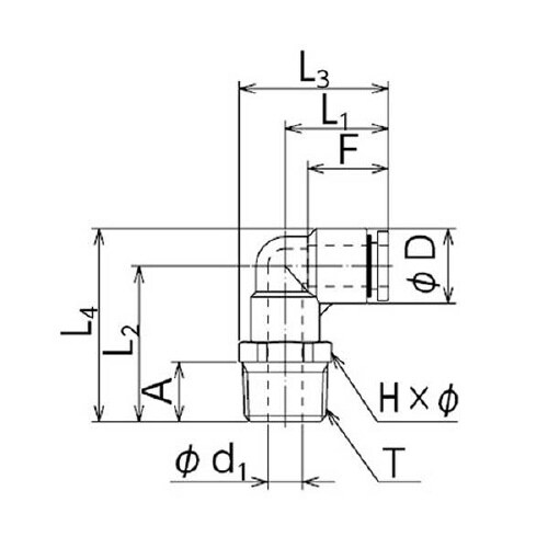 空気圧用継手 EL10−PT3/8−Z2×10