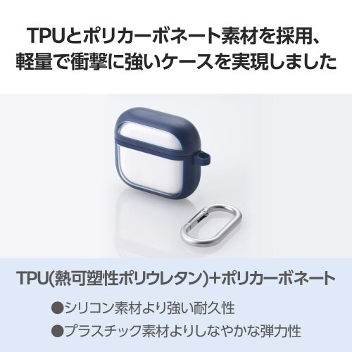 AirPods4耐衝撃ケース 落下防止 ネイビー