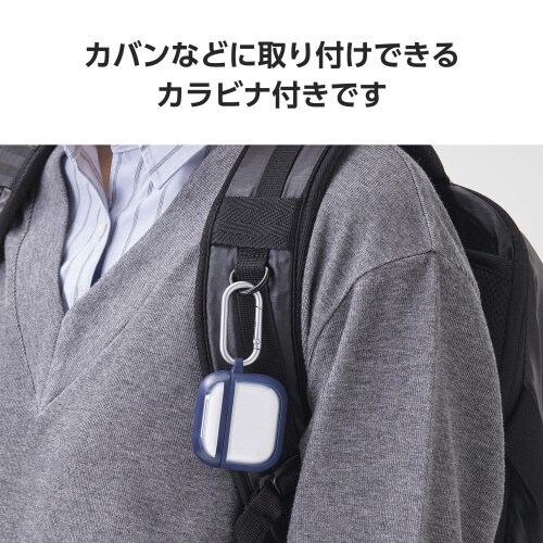 AirPods4耐衝撃ケース 落下防止 ネイビー
