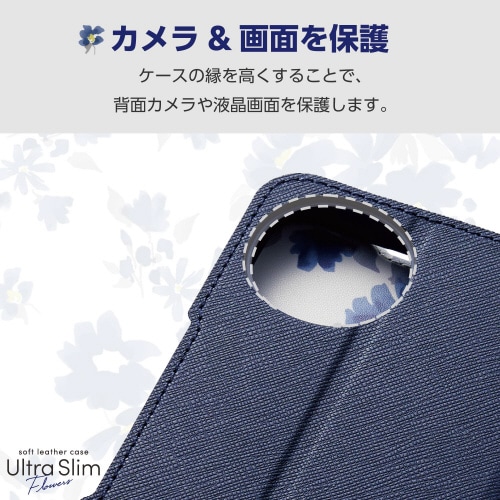 AQUOSwish4ケース手帳型花紺