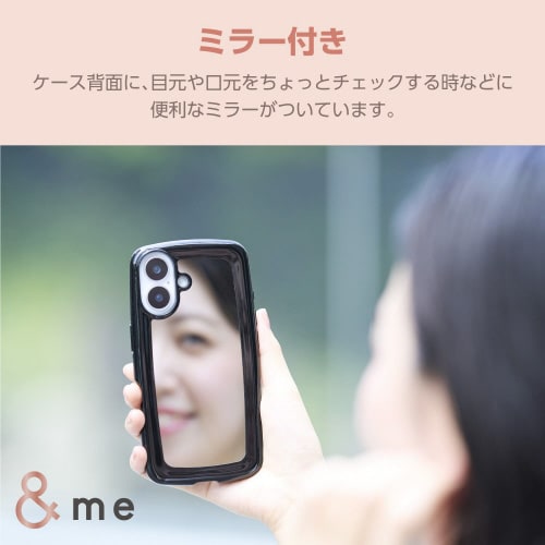 iPhone16ケース背面ミラー調黒フレーム