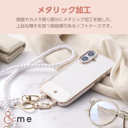 iPhone16ケースソフトメタリックラインピンク