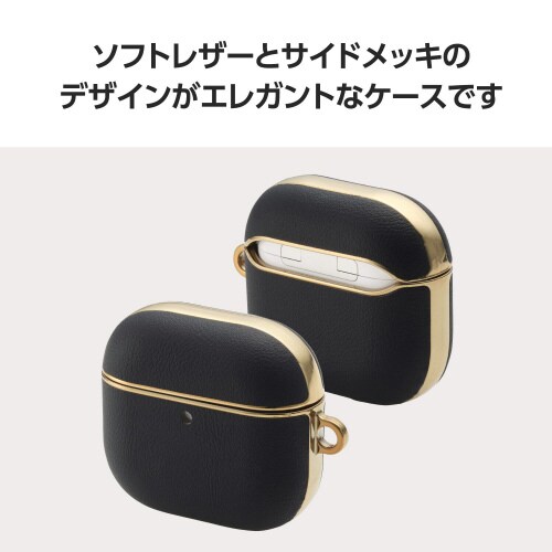 AirPods4 レザーケース 衝撃吸収 ブラック