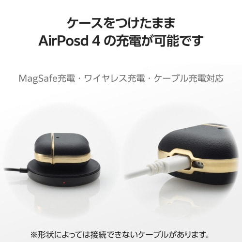 AirPods4 レザーケース 衝撃吸収 ブラック