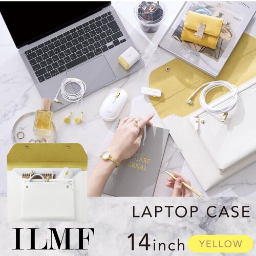 パソコンケース14インチレザースリムILMF黄色