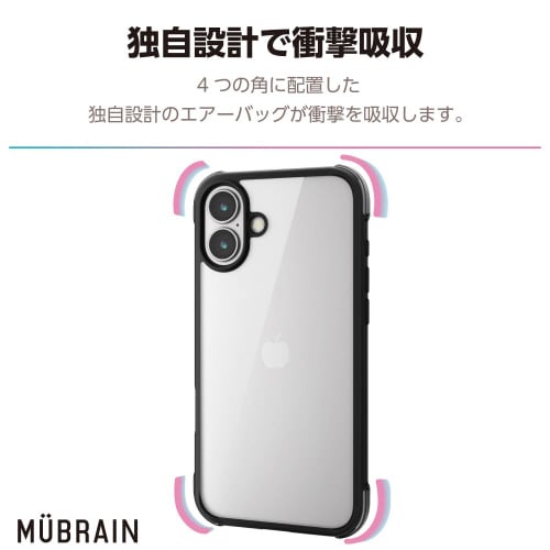 iPhone16Plusケース軽量黒×透明黒