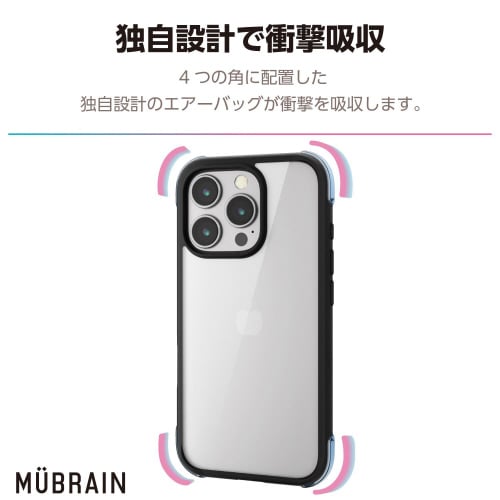 iPhone16Proケース黒×透明緑
