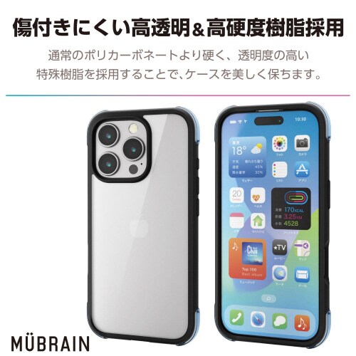 iPhone16Proケース黒×透明緑