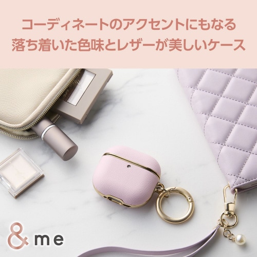 AirPods4 レザーケース 衝撃吸収 ピンク