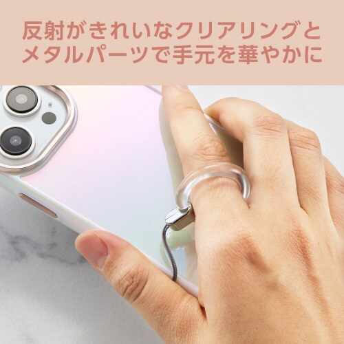 リングストラップ スマホ 落下防止 クリアシルバー