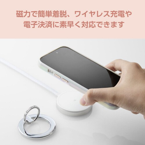 スマホリング マグネット ラインストーン シルバー