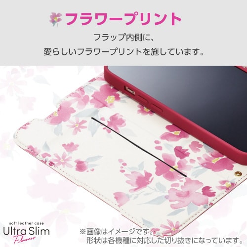 AQUOSwish4ケース手帳型花ディープピンク