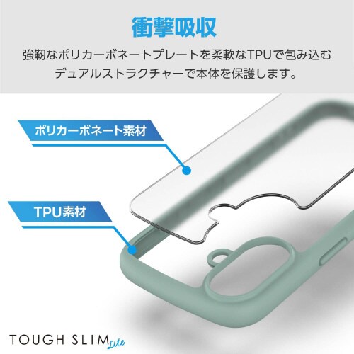 iPhone16ケース背面マット透明緑