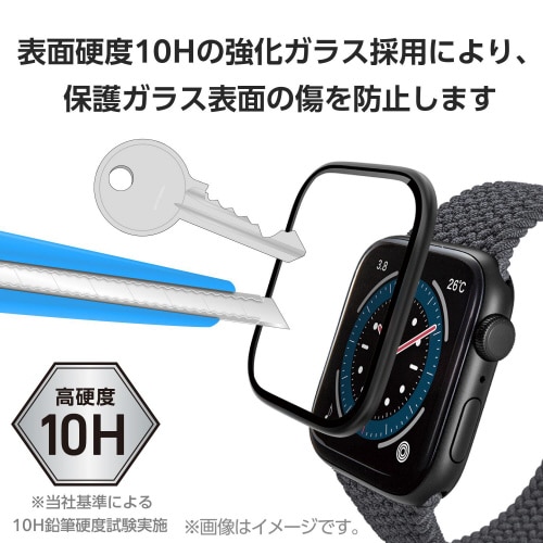 アップルウォッチ44mmガラスフィルム フレーム黒