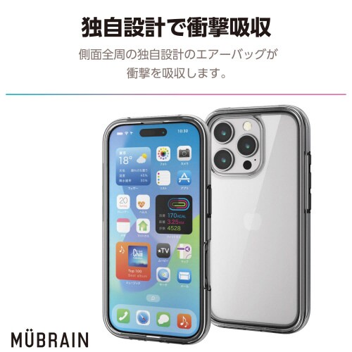 iPhone16Proケースハイブリッド黒×透明