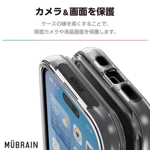 iPhone16ケースハイブリッド軽量黒×透明