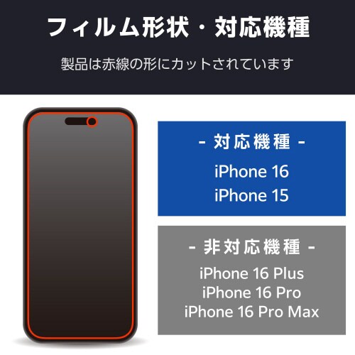 iPhone16衝撃吸収フィルム BLカット防反射