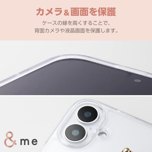 iPhone16ケースハンドバンド透明パールバンド