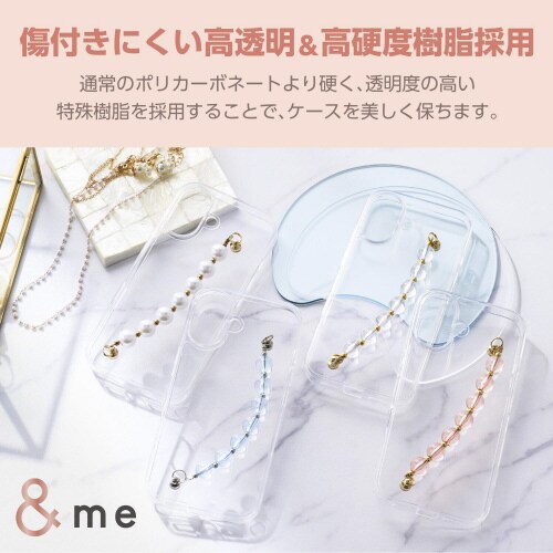 iPhone16ケースハンドバンド透明パールバンド
