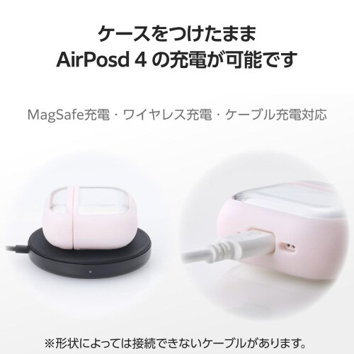 AirPods4耐衝撃ケース 落下防止 ピンク