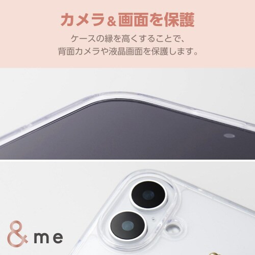 iPhone16ケースハンドバンド付透明透明ビーズ