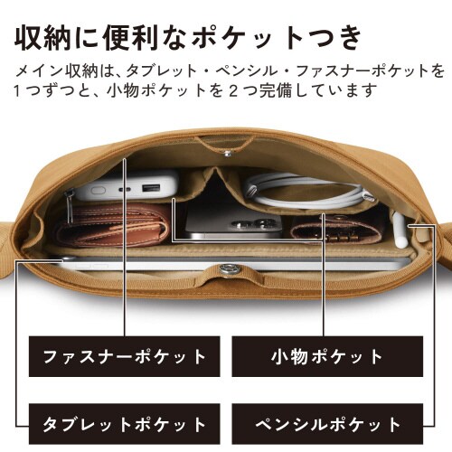 ショルダーバッグ 11インチまでタブレット収納 茶