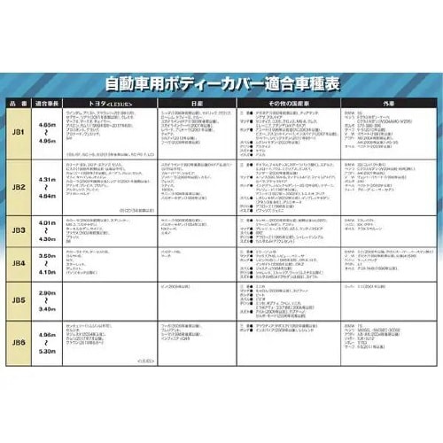 クルマ用ボディーカバー強風対策ベルト2本付シルバー