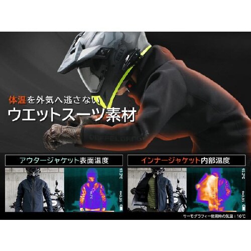 ライダースインナーフーディー「防風+保温」