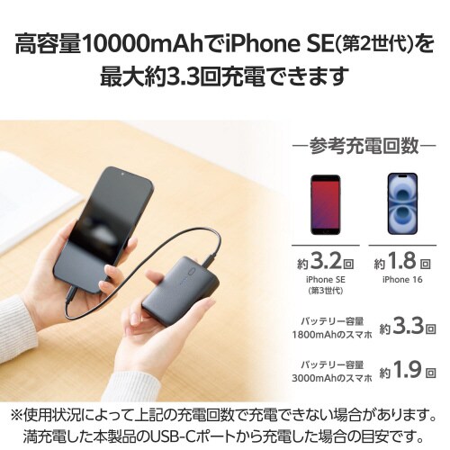 モバイルバッテリー10000mAh C/A×1 黒