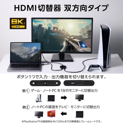 HDMI切替器 分配器 2入力1出力/1入力2出力