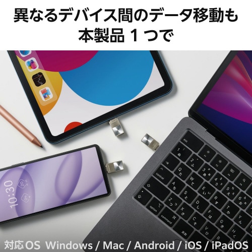 USBメモリ 128GB セキュリティ シルバー