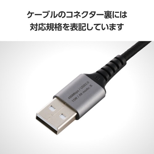 Type−Cケーブル(AtoC)0.3m L字 黒