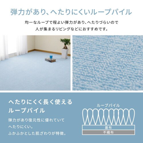 ループパイルの平織カーペット ミーテ 江戸間2畳