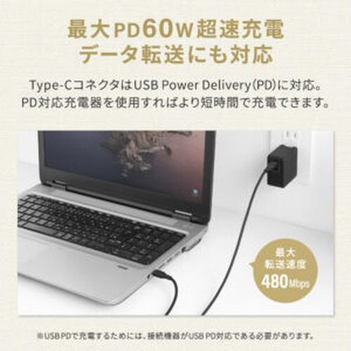 バイオマス素材使用USB C−Cケーブル