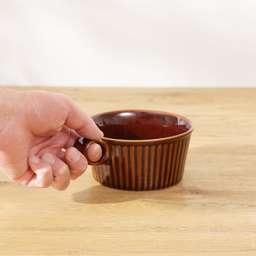 取っ手付とんすい ブラウン×4